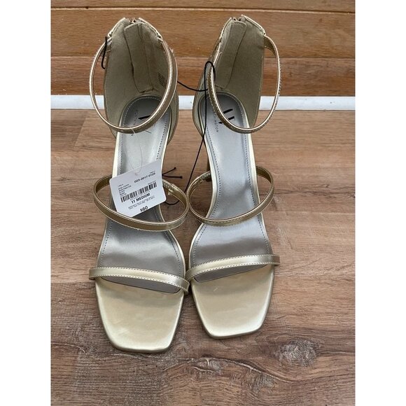 NWT Worthington Gold High Heel Sandals With Ankle Strap & Zipper Back - Size 11M - Picture 1 of 7